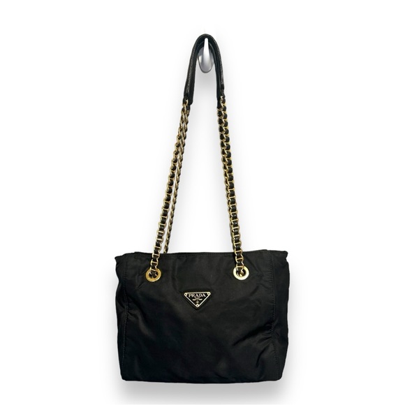 Prada Handbags - Prada tote bag black im chain pre owned